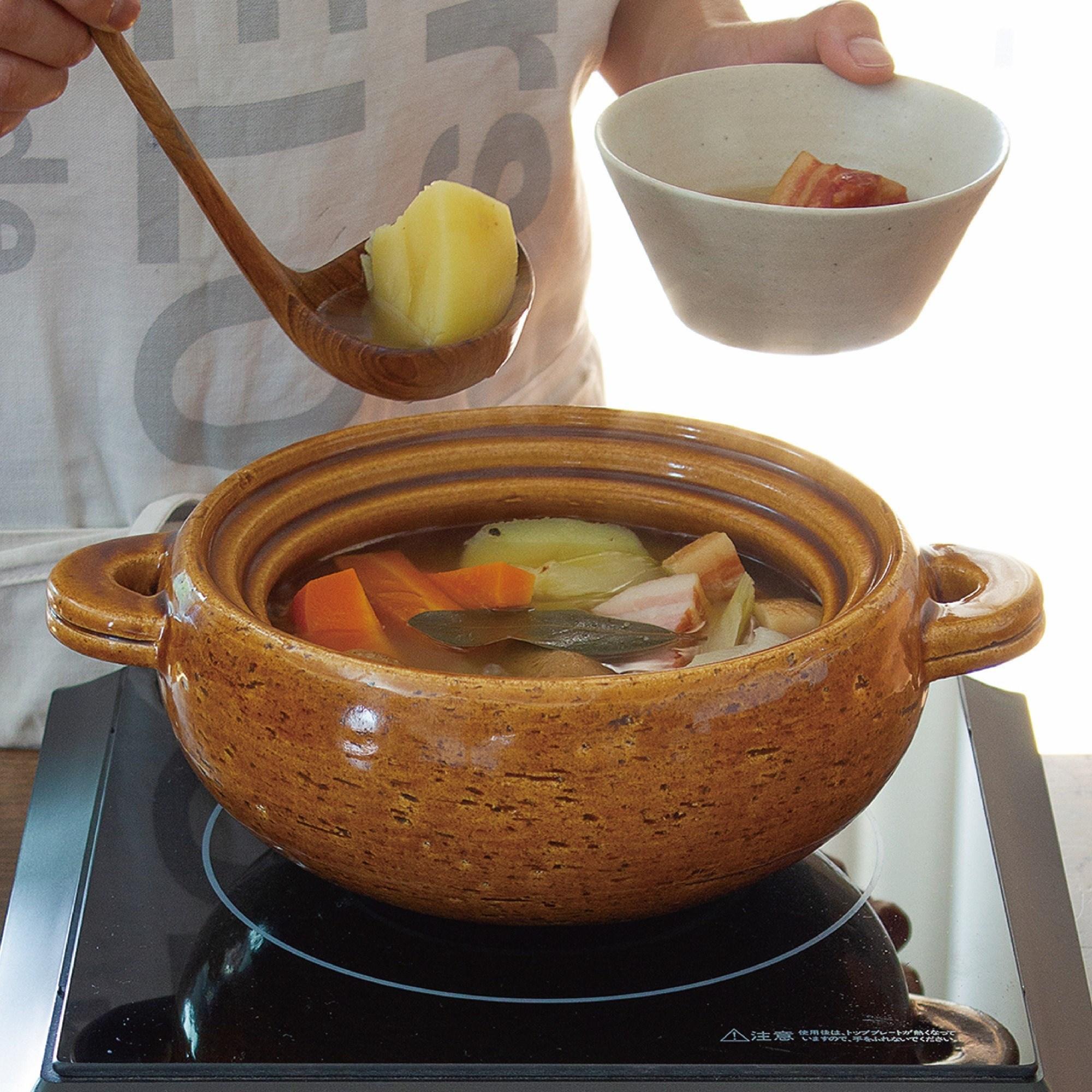 伊賀焼 IH対応ヘルシー蒸し鍋「鈴」キャラメル（2～4人用） 【公式限定】