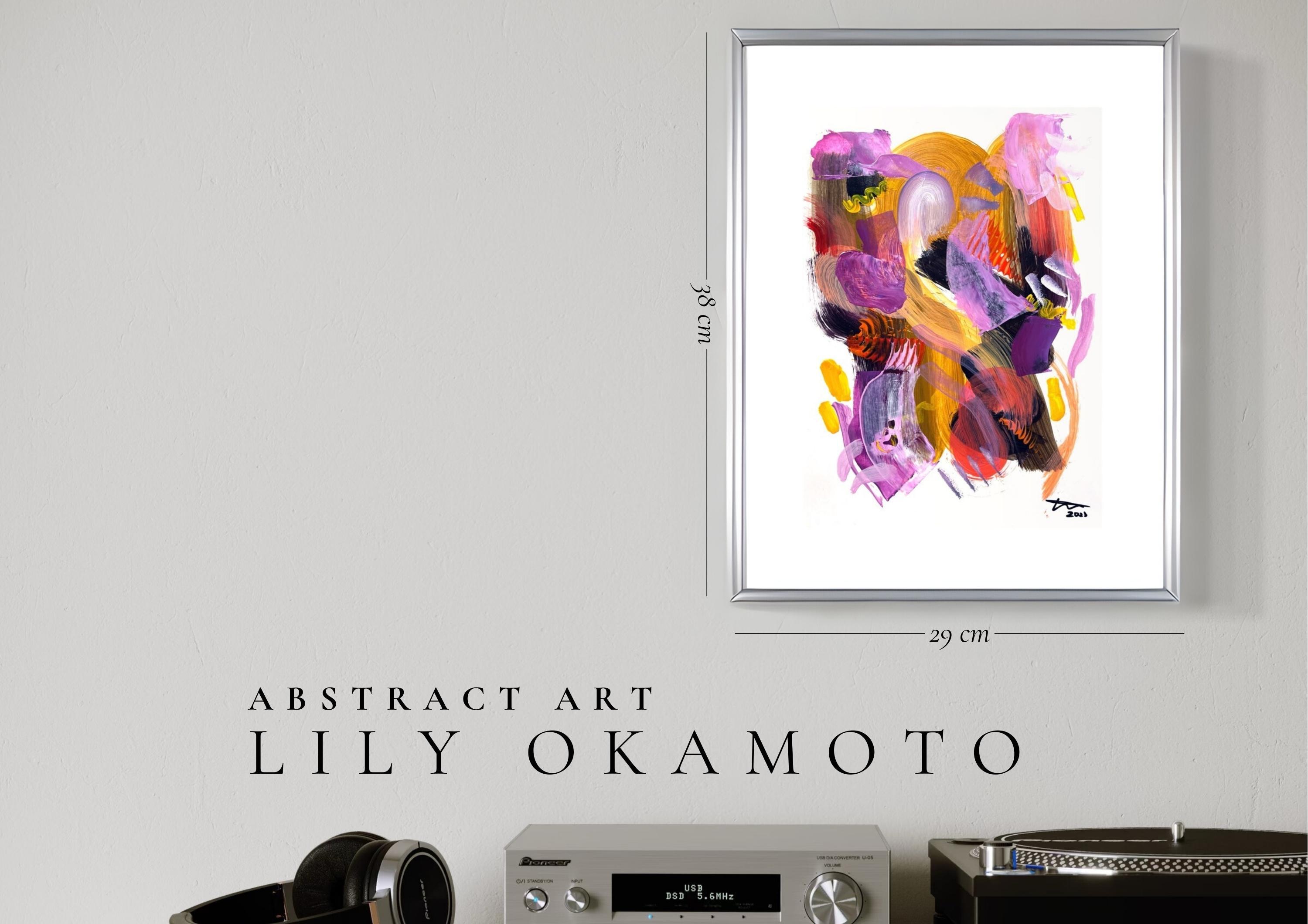インテリアになるモダンアート　原画　 A4サイズ 飾りやすいサイズ　額装済み
