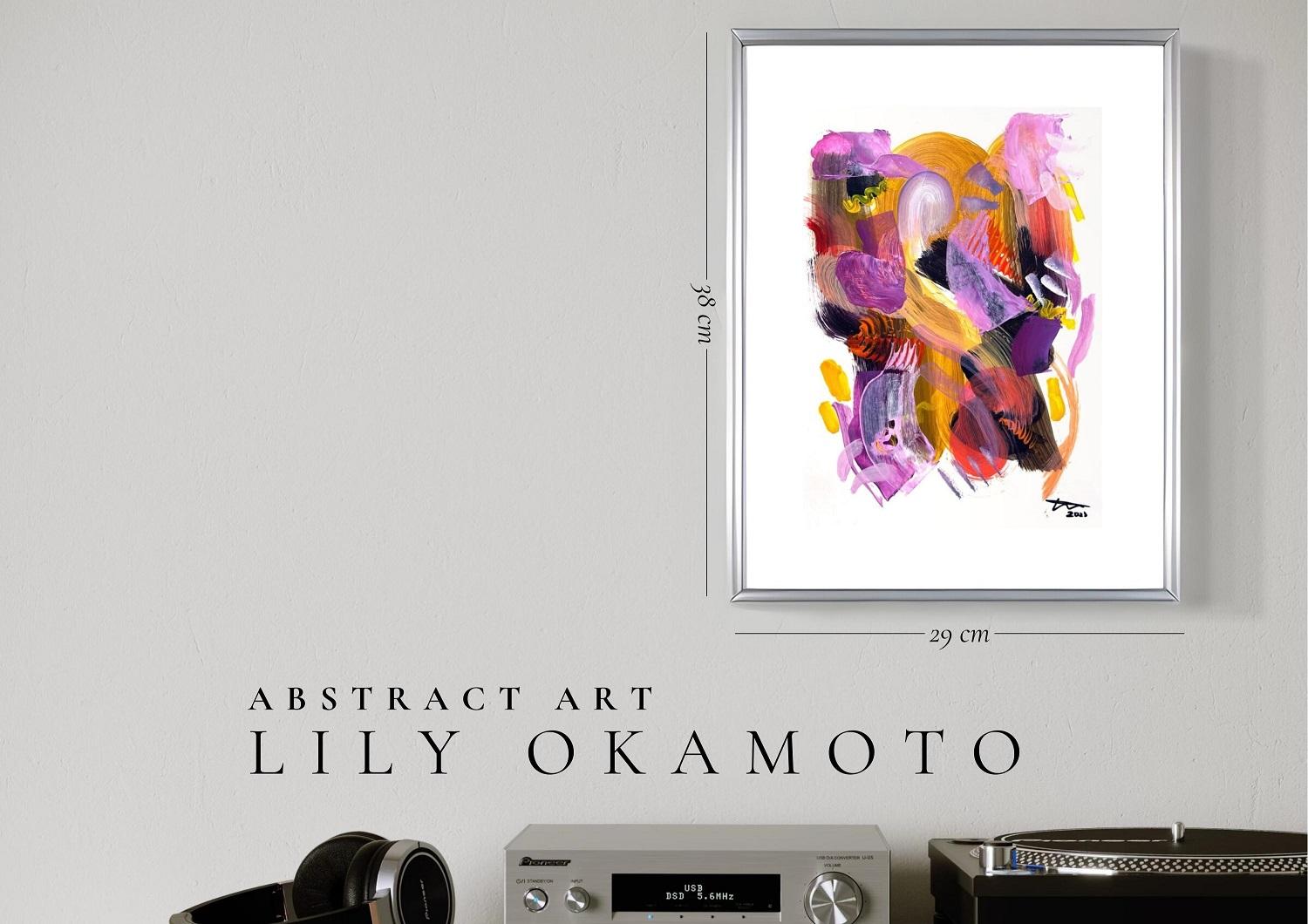 【2枚組】インテリアになるモダンアート　原画　 A4サイズ 飾りやすいサイズ　額装済み