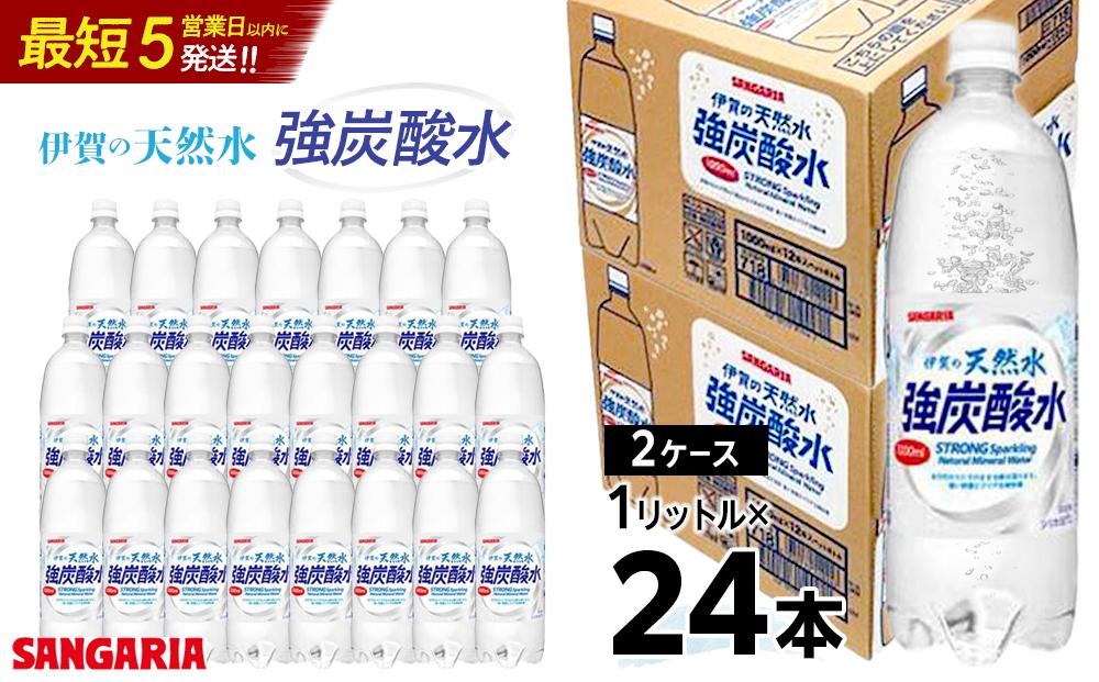 サンガリア伊賀の天然水 強炭酸水2ケース（1リットル×24本）