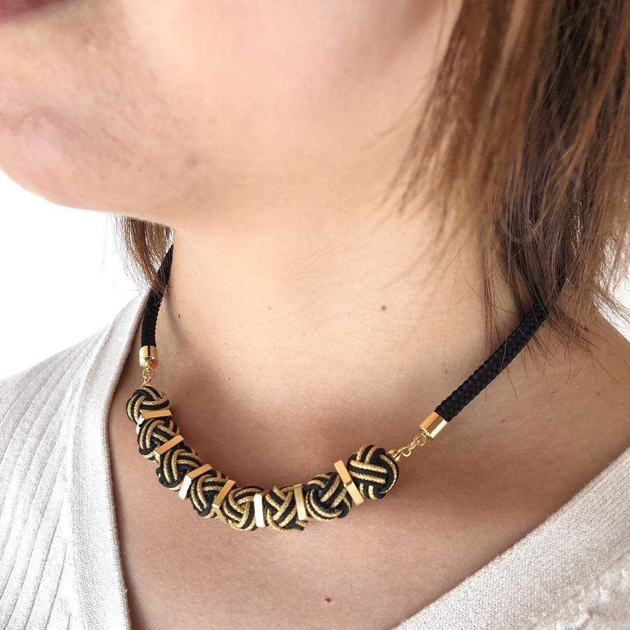 【伊賀組紐】ネックレスモンキー【黒金】