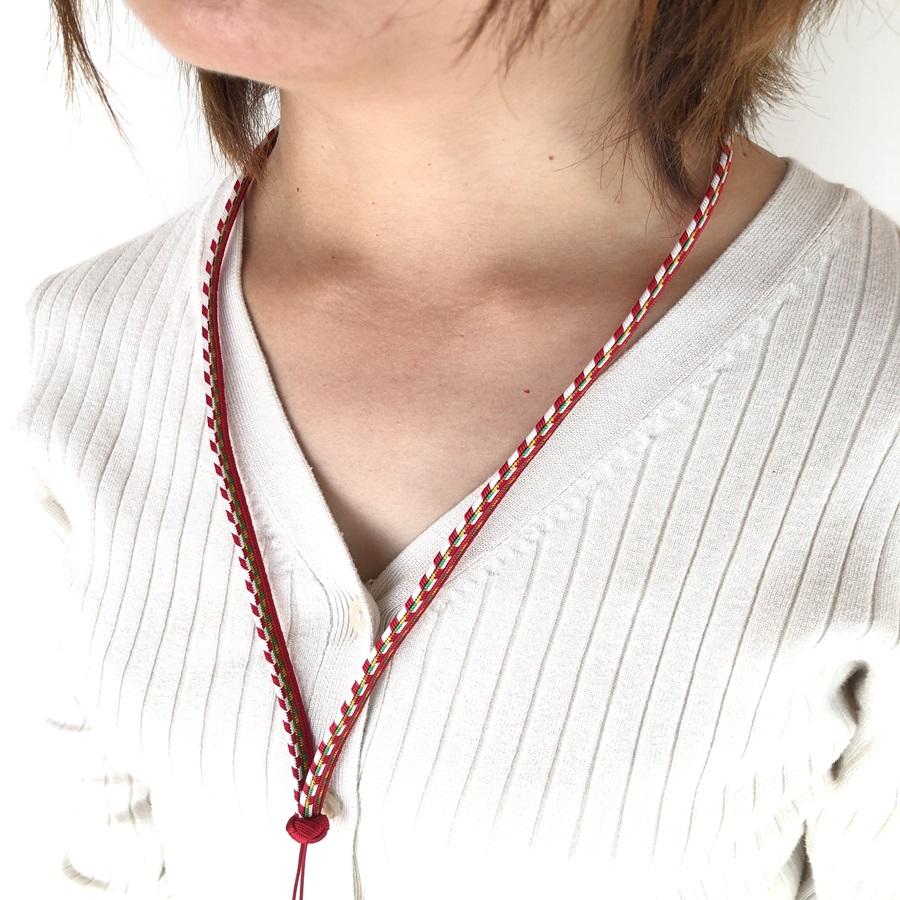 組紐ネックストラップゆるぎ組 矢絣柄２