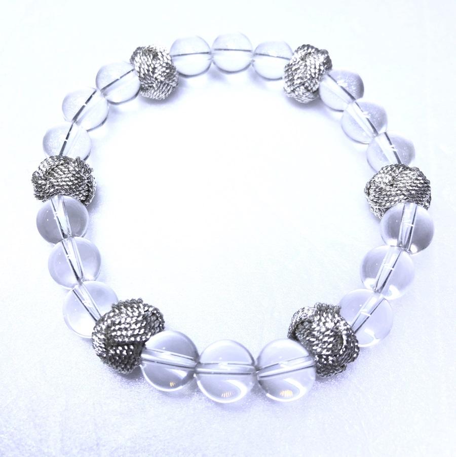 組紐水晶ブレスレット　銀