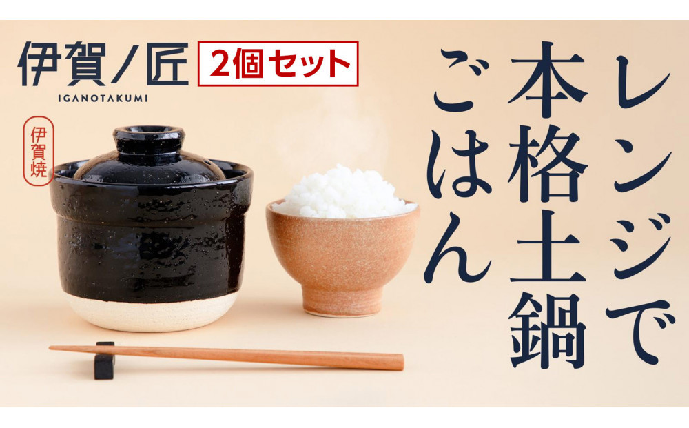 【2個セット】伊賀焼 レンジ炊飯土鍋　伊賀ノ匠2個セット　IG21