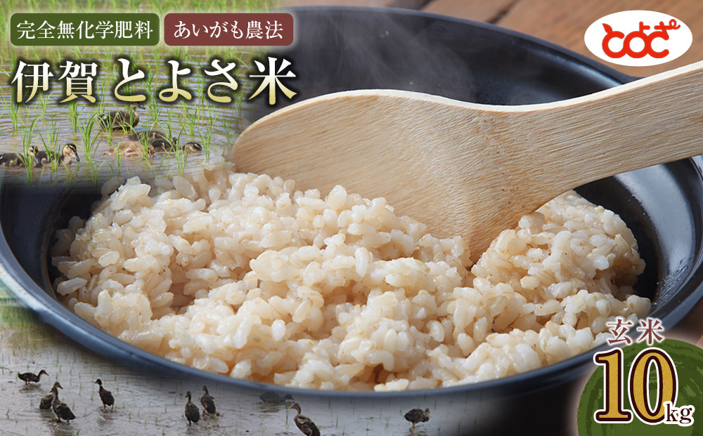 完全無化学肥料　あいがも農法　伊賀とよさ米【玄米】10kg