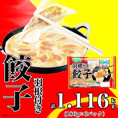 【ふるさと納税】 羽根付き餃子186g×6パック 計1.116kg 飲茶 中華 おつまみ【配送不可地域：離島】