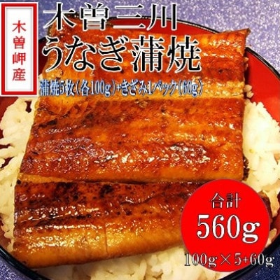 「2024年4月発送」木曽岬産「木曽三川うなぎ」うなぎ蒲焼5枚(各100g)+おまけ(60g)付【配送不可地域：離島】