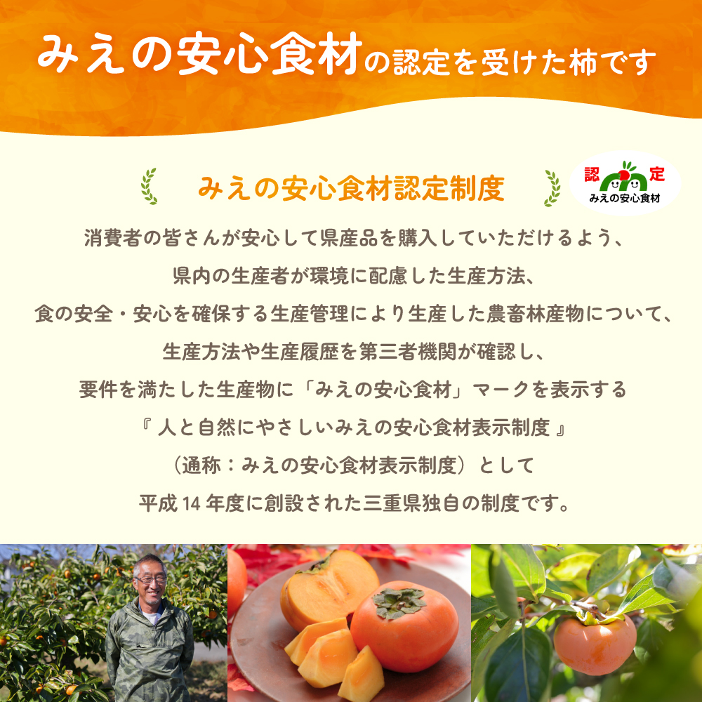 三重の安心食材認定！ 【2025年発送】三重の安心食材認定！中村農園の次郎柿 M・Lサイズ　22個 (約5～6㎏)　先行予約 先行 予約 柿 カキ かき 減農薬 安心 贈答 果物 くだもの フルーツ 三重県 多気町 NN-03