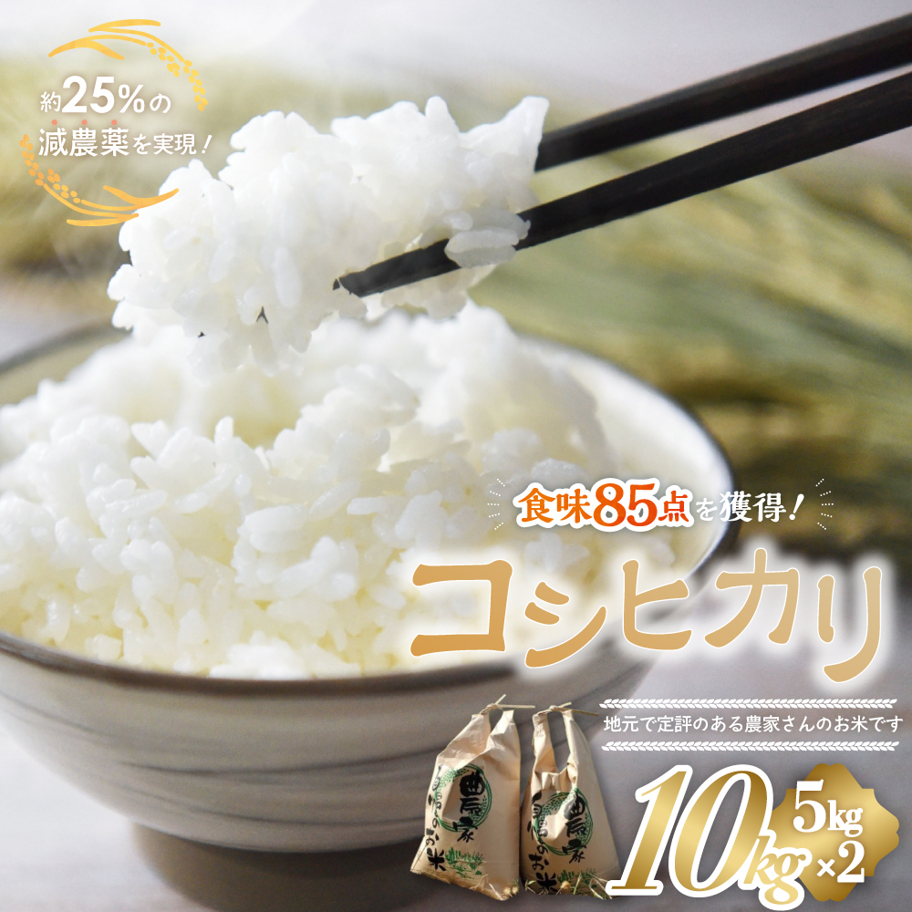 【令和7年産米】 食味85点を獲得！有機肥料で育てたコシヒカリ 10kg（5kg×2）減農薬 減農 こしひかり お米 米 こめ コメ 10キロ 5キロ 精米 令和7年度 先行 予約 三重県 多気町 YR-02-01