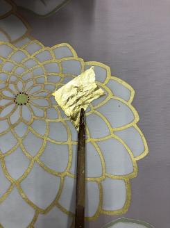 SG-05　御山杉染め　訪問着きもの　菊　「別誂え染め+別誂え仕立（胴裏、八掛付き）」