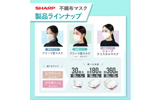 SH-22 シャープ製不織布マスク 抗菌タイプ ふつうサイズ プリーツ型 30枚入 12箱 【MA-R230】 年中ずっと安心マスク12ヶ月分