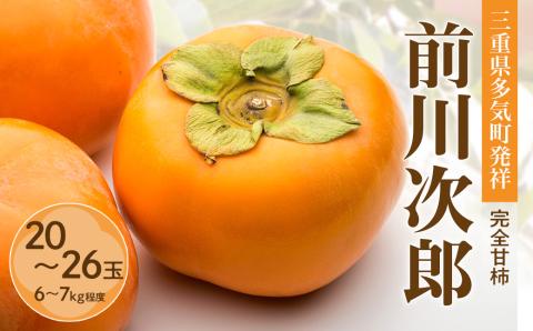 【令和8年産柿/先行予約】20～26玉 多気町発祥 前川次郎 完全甘柿 次郎柿 たねなし 柿 かき フルーツ 種なし 干し柿 先行 先行予約 三重県 多気町 JA-02