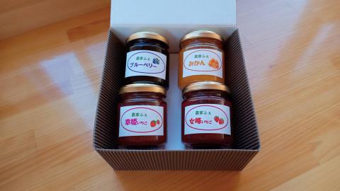 FR-08 農家ふぇの手作りジャムセットA（いちご（章姫）、いちご（女峰）、ブルーベリー 、みかん）