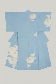 SG-05　御山杉染め　訪問着きもの　菊　「別誂え染め+別誂え仕立（胴裏、八掛付き）」