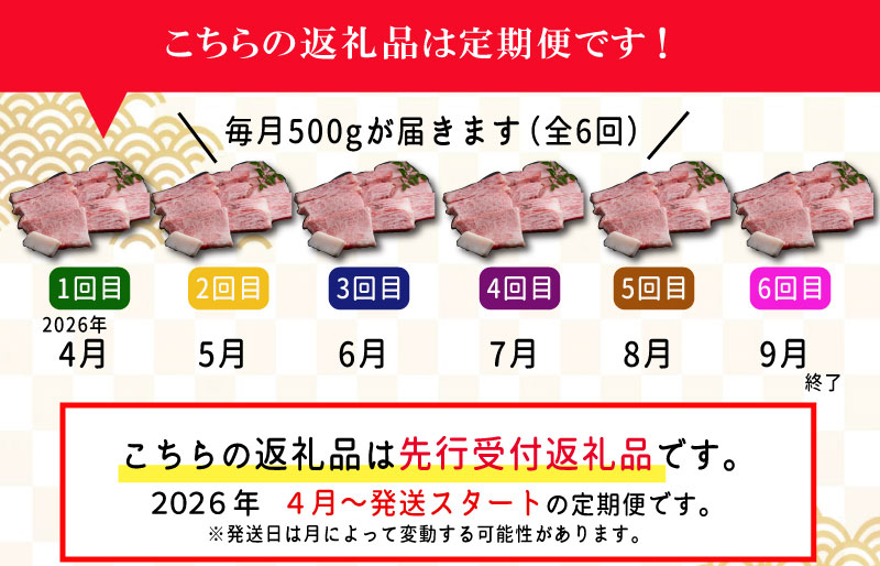 【定期便全6回】 松阪牛 焼肉 （特選ロース） 500g 【受付時期・発送時期限定】 SS49