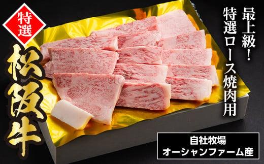 松阪牛焼肉（特選ロース） 500g／ 松阪牛 冷凍 ギフト箱包装 瀬古食品 JGAP認定 松阪肉 名産 お取り寄せグルメ 牛肉 お肉 肉 和牛 黒毛和牛 国産 国産牛 ブランド牛 A4ランク 焼肉 焼肉用 ギフト 贈答 産地直送 松阪 牛 特選 ロース 三重県 大台町 (0036)