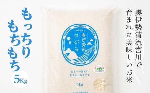奥伊勢米 つぶら ５kg ／ 宮川TK 食味値75％以上 みえの安心食材 認定米 ブランド米 三重県 大台町