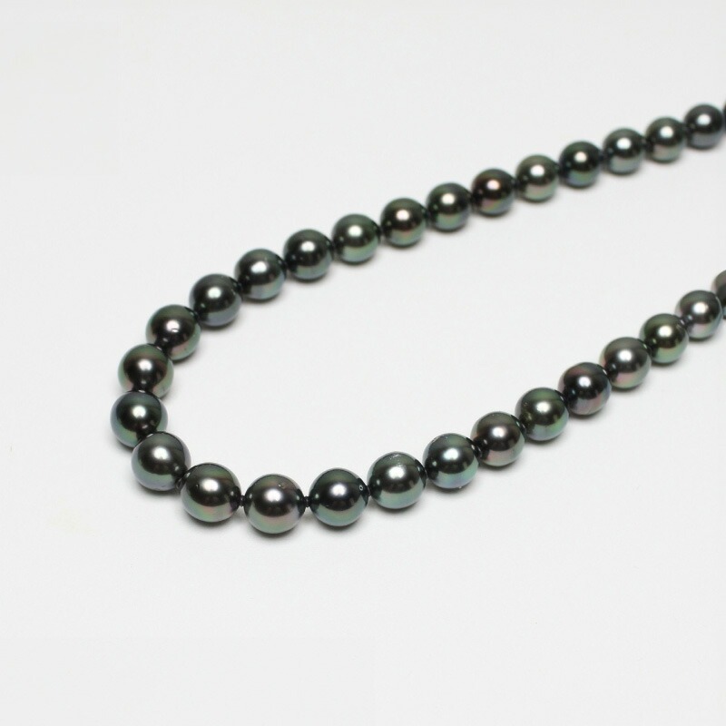 真珠 ネックレス 10～8mm SV シルバー 大粒 黒蝶真珠 ブラックパール アクセサリー ファッション ジュエリー パール 高級 プレゼント 贈り物 贈答品 お祝い 誕生日 記念日 冠婚葬祭 慶事 結婚式 卒業式 入学式 国産 三重県 伊勢 志摩 南伊勢町 / パールハヤシ 10～8ミリ 黒蝶真珠 ネックレス