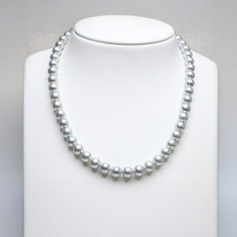 真珠 ネックレス 8.0-8.5mm グレーブルー 定番 アコヤ真珠 アクセサリー ファッション ジュエリー akoya パール 高級 プレゼント 贈り物 贈答品 お祝い 誕生日 記念日 冠婚葬祭 慶事 弔事 結婚式 卒業式 入学式 国産 三重県 伊勢 志摩 南伊勢町 / パールハヤシ 定番8～8.5ミリ アコヤ真珠 グレーブルーネックレス