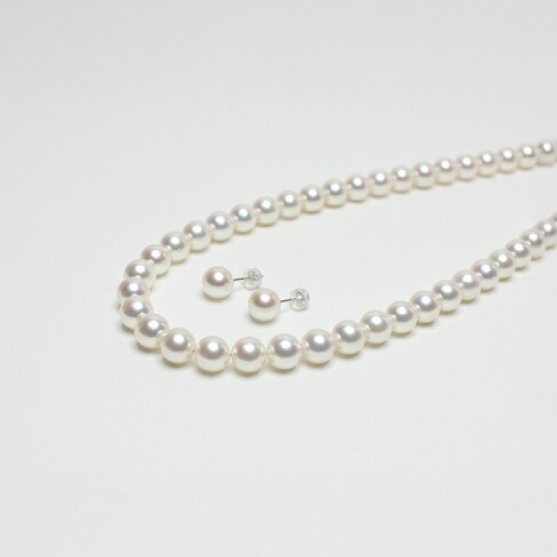 真珠 ネックレス ピアス セット 8.5-9.0mm pt900 大粒 アコヤ真珠 アクセサリー ファッション ジュエリー akoya パール 高級 プレゼント 贈り物 贈答品 お祝い 誕生日 記念日 冠婚葬祭 慶事 弔事 結婚式 卒業式 入学式 国産 三重県 伊勢 志摩 南伊勢町 / パールハヤシ 大粒 8.5-9ミリ アコヤ真珠 ネックレス＆ピアスセット