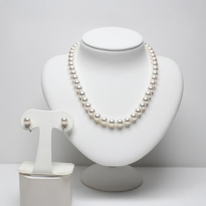 真珠 ネックレス イヤリング セット 8.5-9.0mm K14 WG 大粒 アコヤ真珠 アクセサリー ファッション ジュエリー akoya パール 高級 プレゼント 贈り物 贈答品 お祝い 誕生日 記念日 冠婚葬祭 慶事 弔事 結婚式 卒業式 入学式 国産 三重県 伊勢 志摩 南伊勢町 / パールハヤシ 大粒 8.5-9ミリ アコヤ真珠 ネックレス＆イヤリングセット