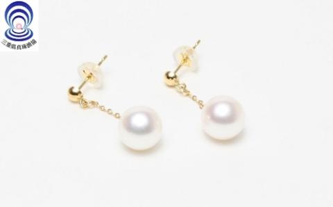 三重ブランド アコヤ真珠 7.5ﾐﾘ ぶらさがりピアス YG ／ 三重県真珠養殖漁業協同組合 パール アクセサリー 南伊勢町 伊勢志摩