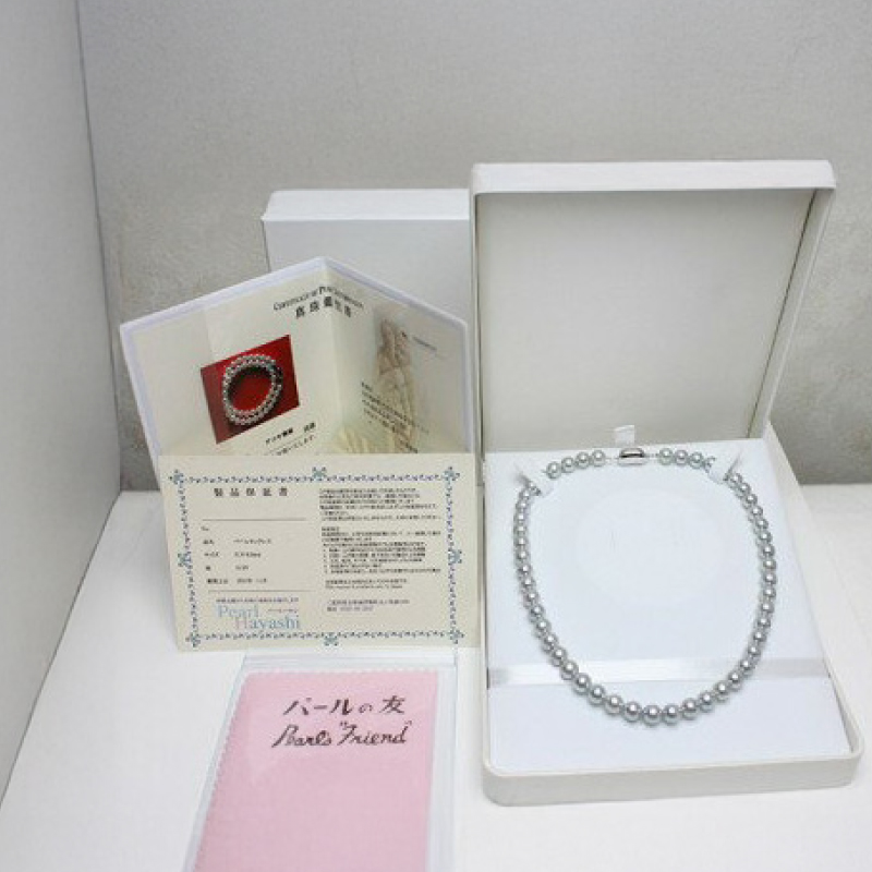 真珠 ネックレス 8.0-8.5mm グレーブルー 定番 アコヤ真珠 アクセサリー ファッション ジュエリー akoya パール 高級 プレゼント 贈り物 贈答品 お祝い 誕生日 記念日 冠婚葬祭 慶事 弔事 結婚式 卒業式 入学式 国産 三重県 伊勢 志摩 南伊勢町 / パールハヤシ 定番8～8.5ミリ アコヤ真珠 グレーブルーネックレス