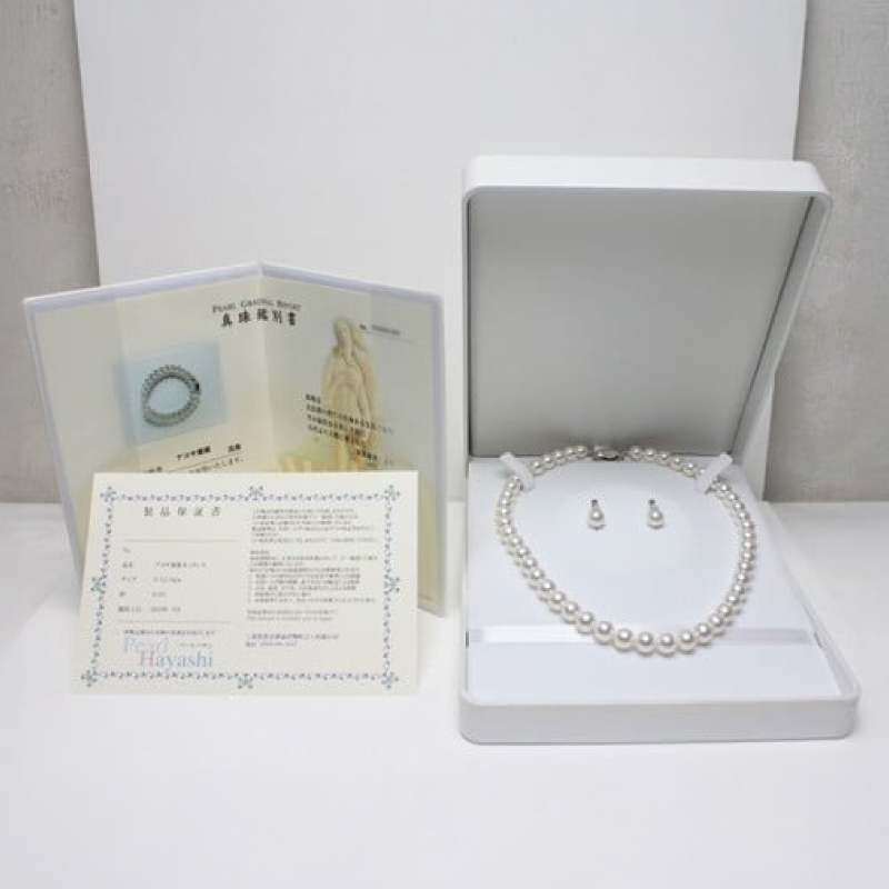真珠 ネックレス イヤリング セット 8.5-9.0mm K14 WG 大粒 アコヤ真珠 アクセサリー ファッション ジュエリー akoya パール 高級 プレゼント 贈り物 贈答品 お祝い 誕生日 記念日 冠婚葬祭 慶事 弔事 結婚式 卒業式 入学式 国産 三重県 伊勢 志摩 南伊勢町 / パールハヤシ 大粒 8.5-9ミリ アコヤ真珠 ネックレス＆イヤリングセット