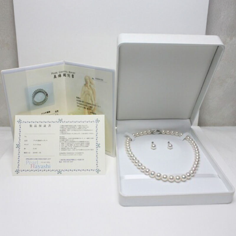 真珠 ネックレス イヤリング セット 9.0-9.5mm K14 WG 大粒 希少 アコヤ真珠 アクセサリー ファッション ジュエリー akoya パール 高級 プレゼント 贈り物 贈答品 お祝い 誕生日 記念日 冠婚葬祭 慶事 弔事 結婚式 卒業式 入学式 国産 三重県 伊勢 志摩 南伊勢町 / パールハヤシ 9-9.5ミリ アコヤ真珠 ネックレス イヤリング