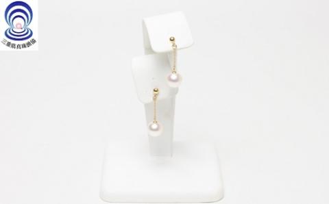 三重ブランド アコヤ真珠 7.5ﾐﾘ ぶらさがりピアス YG ／ 三重県真珠養殖漁業協同組合 パール アクセサリー 南伊勢町 伊勢志摩