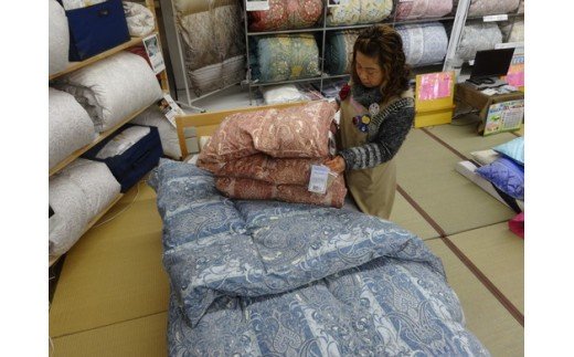 明治6年創業　ワタセのやわらか羽毛ふとん（ブルー）【CW50