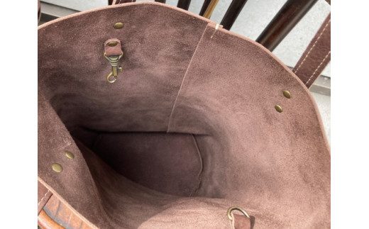 【八幡レザー 】バケツ型バッグ（コゲチャ）【DP06W】