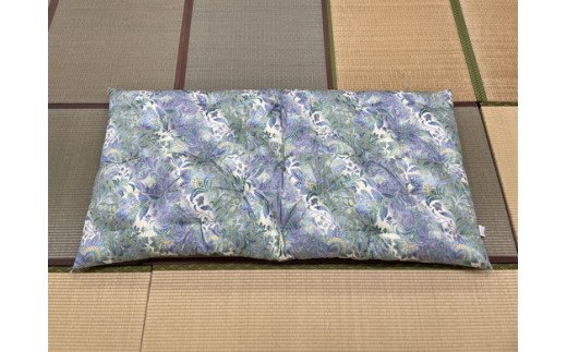 極上純綿　もめん布団　掛敷セット　(みやび柄・青)【CW101W