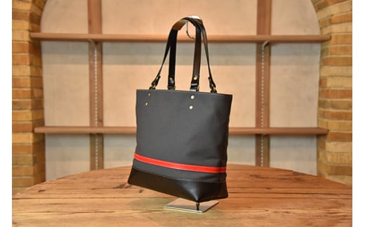 帆布と革のトートバッグ　近江牛レザー　地産帆布使用　