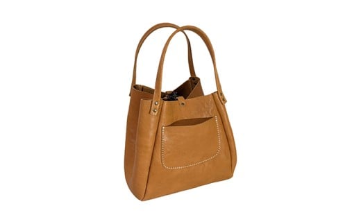 【八幡レザー】かご型トートバッグ（キャメル）【DP12W】