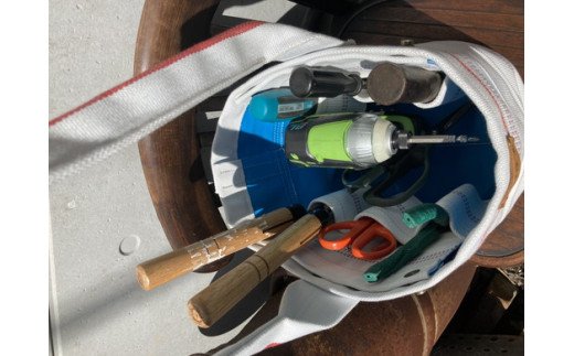 消防ホースアップサイクル【バケツ型バッグNEW】白ベース