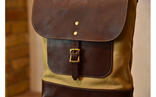 近江牛レザーと地産帆布で作ったショルダーバッグ　ダー