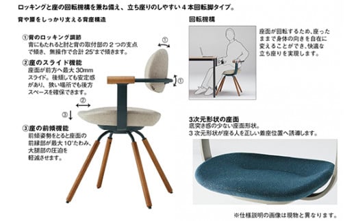 イトーキ『バーテブラ03』4本脚 回転座面 木製脚 KC張地：フ