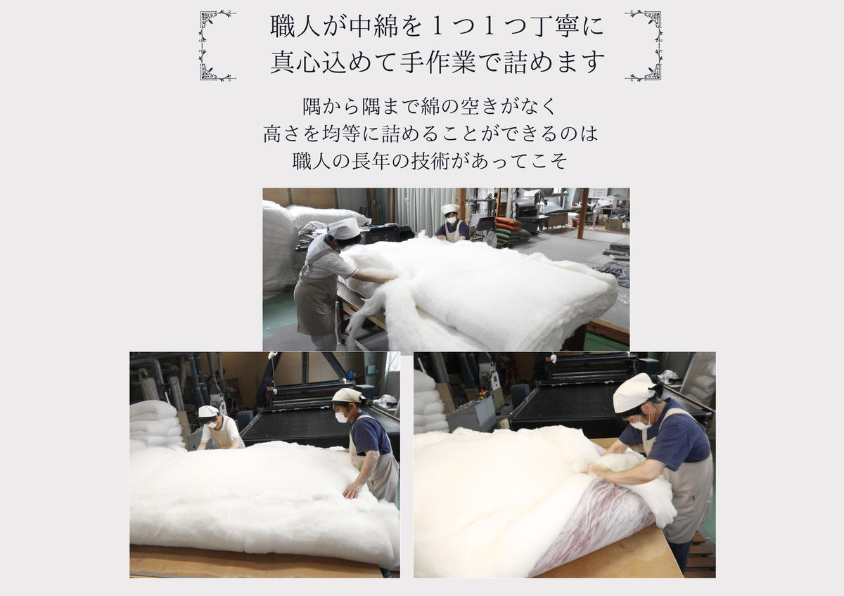 仕立て直し　羽毛ふとんシングルサイズのリフォーム　高