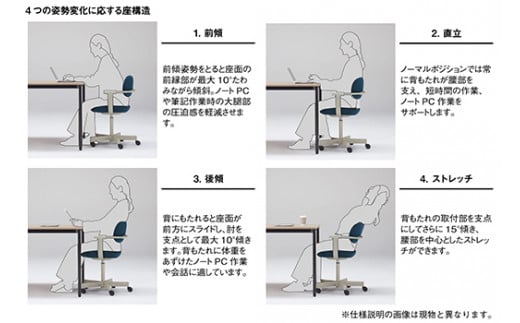 イトーキ『バーテブラ03』4本脚 回転座面 木製脚 KC張地：フ