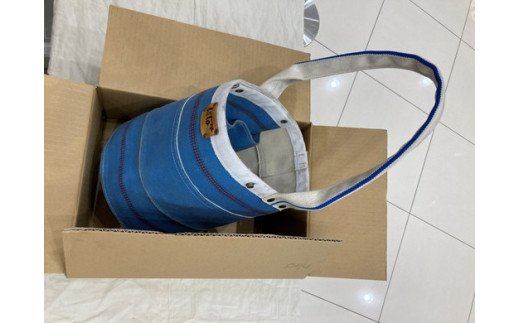 消防ホースアップサイクル【バケツ型バッグNEW】青ベース