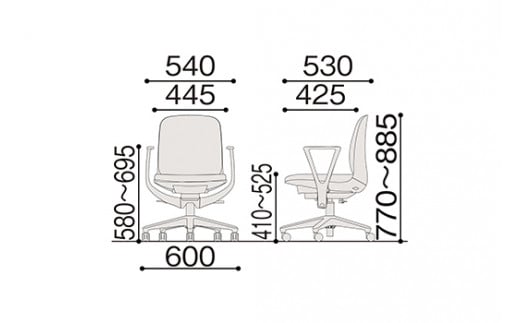 イトーキ『トルテＵ』 ロータイプ 肘付き ナイロンキャス