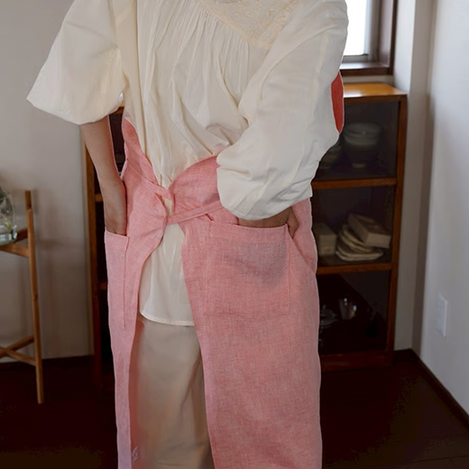 麻エプロン　made by fabric diary【HT02W】