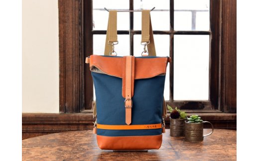 ハンドメイド　八幡帆布鞄リュック・名入れ可能　Mサイズ