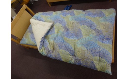 極上純綿　もめん布団　掛敷セット　(ジャワ柄・青)【CW79W