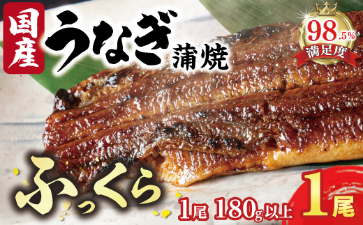 国産うなぎ　備長炭地焼き蒲焼き180g以上×1尾　タレ付き×1
