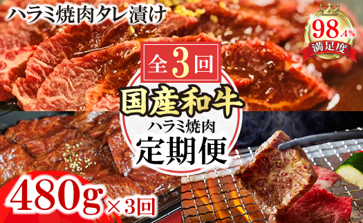 【定期便】定期便　和牛入国産牛　ハラミ焼肉　秘伝の自