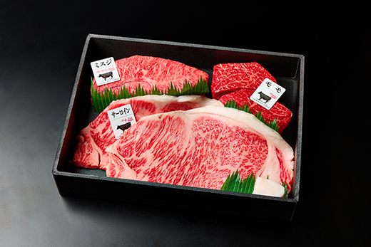 A5等級 未経産雌限定 特撰近江牛ステーキ 厳選３種盛 合計1k