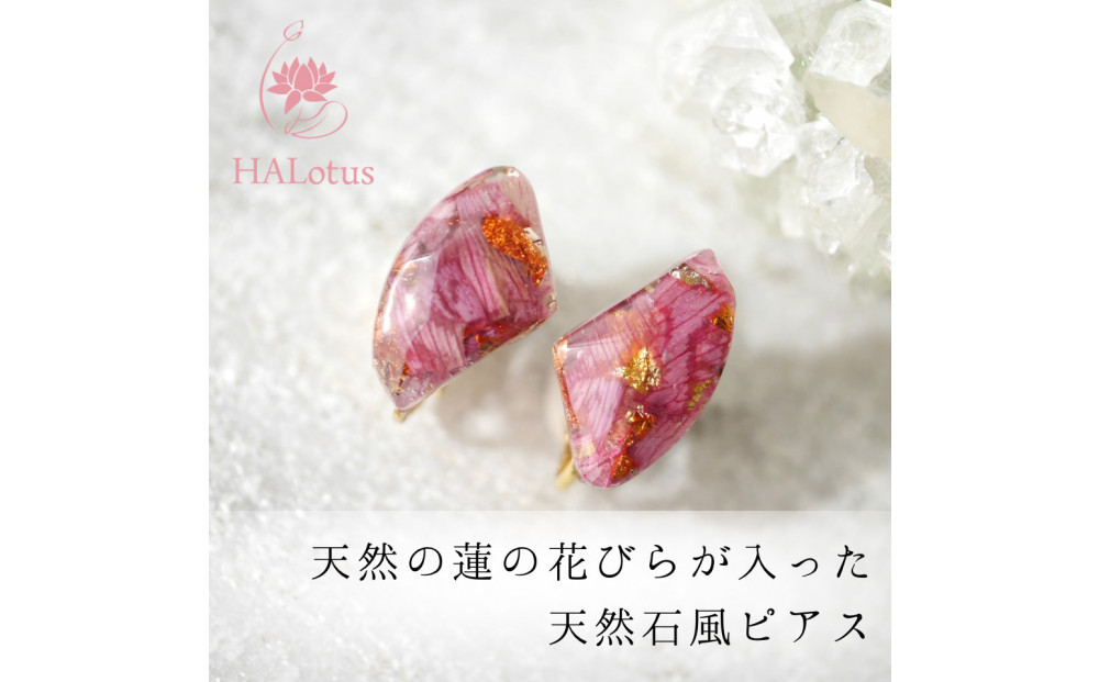 天然の蓮の花びらがはいったピアス