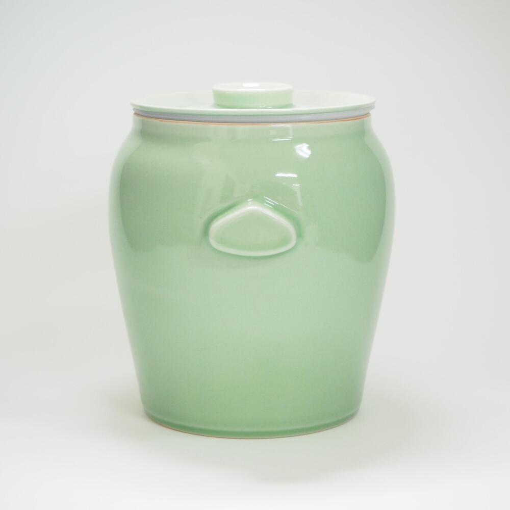 信楽焼　発酵壺　青磁